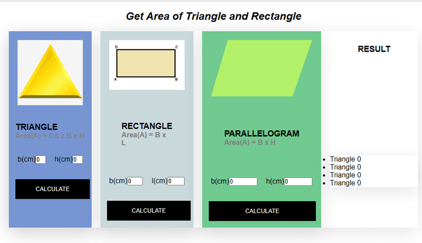 Area Calculation of Shapes